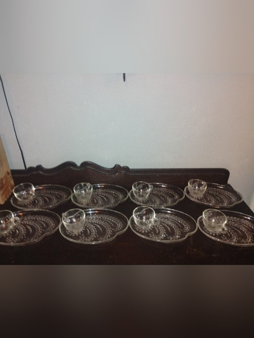 Vintage Federal Glass "Homestead Wheat" Clear Glass Snack Set Mid-Century Modern